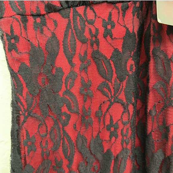 Switchblade Stiletto Red & Black Lace Bodycon Maxi Dress - Picture 10 of 12